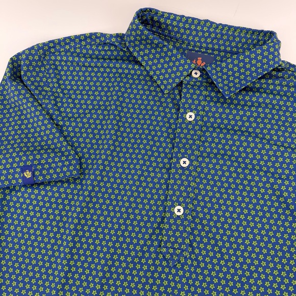 Donald Ross Other - Donald Ross Sport Men’s Golf Polo Shirt Medium Blue Green Star Print Sport Fit